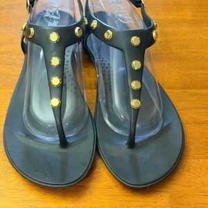 Black Sandals with Gold Accents Oka B